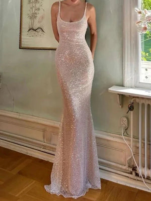 Sheath Spaghetti Straps Floor-Length Corset Prom Dress