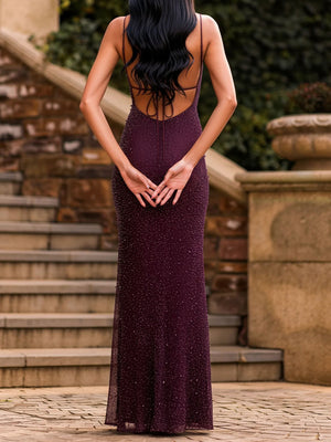 Sheath Spaghetti Straps Floor-Length Prom Dress