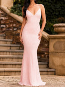 Mermaid Spaghetti Straps Sweep Train Lace Corset Prom Dress