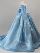 Ball-Gown Straight Ruffles Court Train Satin Corset Prom Dress