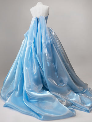 Ball-Gown Straight Ruffles Court Train Satin Corset Prom Dress