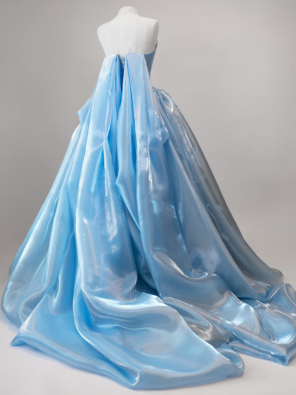 Ball-Gown Straight Ruffles Court Train Satin Corset Prom Dress