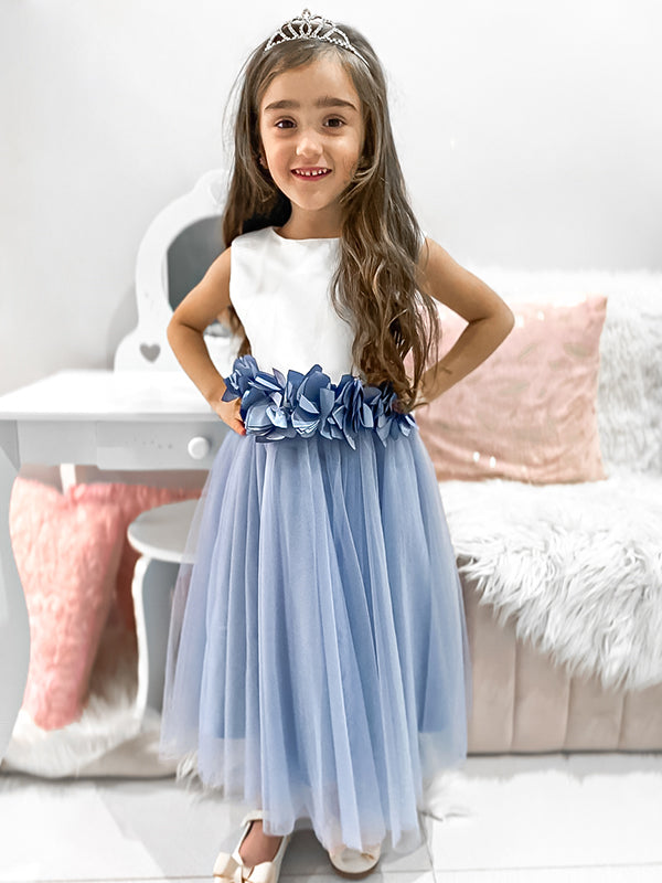 A-line Scoop Flower Tea-Length Tulle Flower Girl Dress