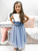 A-line Scoop Flower Tea-Length Tulle Flower Girl Dress