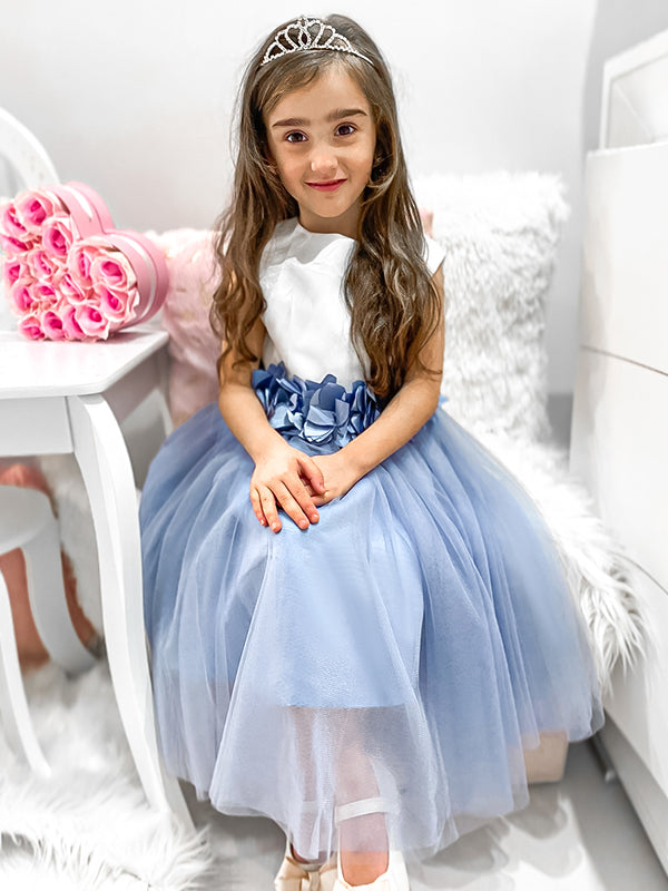 A-line Scoop Flower Tea-Length Tulle Flower Girl Dress