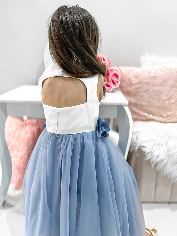A-line Scoop Flower Tea-Length Tulle Flower Girl Dress