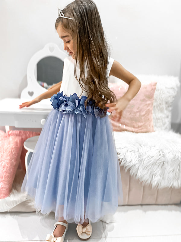 A-line Scoop Flower Tea-Length Tulle Flower Girl Dress