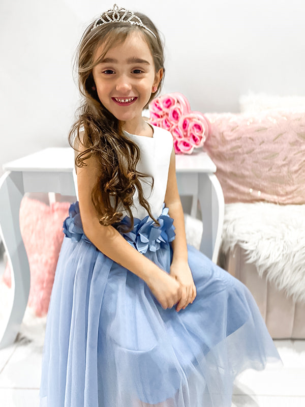 A-line Scoop Flower Tea-Length Tulle Flower Girl Dress