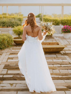 A-line Sweetheart Sash/Ribbon/Belt Floor-Length Tulle Wedding Dress