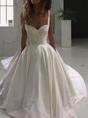 Ball-Gown Sweetheart Sweep Train Satin Wedding Dress