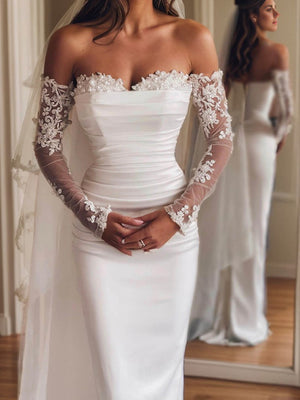 Sheath Sweetheart Beading Floor-Length Satin Convertible Wedding Dress