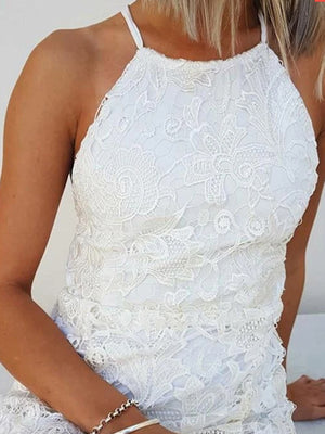 Sheath Halter Appliques Lace Sweep Train Lace Wedding Dress